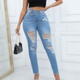 thumbnail image 2 of Gubotare Skinny Jeans for Women Mid Rise High Waisted-Rise Stretch Skinny Destroyed Ripped Distressed Jeans for Women (Light Blue,Size XXL), 2 of 8