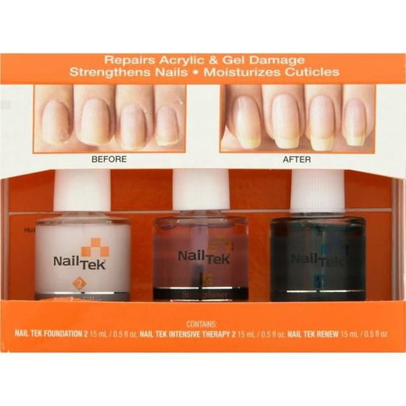Nail Tek - Repairs Acrylic & Gel Damage - Nail Tek Foundation - Nail Tek Intensive Therapy - Nail Tek Renew - Kit