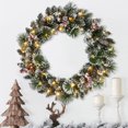 thumbnail image 4 of Holiday Time 24" Pre-lit Frosted Glittering Christmas Wreath, Green, 4 of 5
