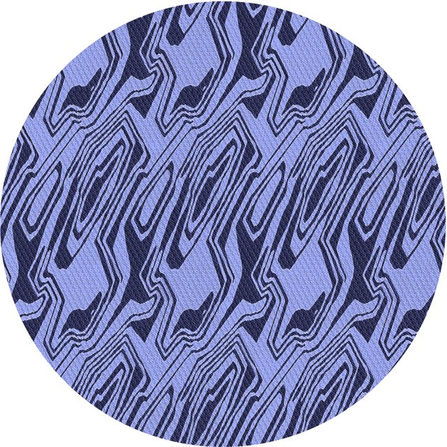 Ahgly Company Tapis Rond Lavable en Machine Intérieur Transitionnel Bleu, 3 Pieds Rond