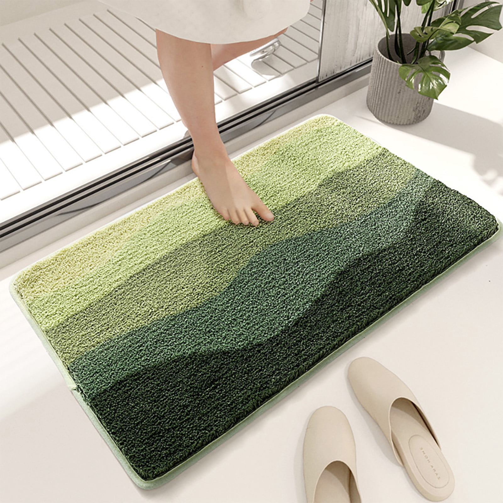 TOUMENY Ultra-Absorbent Non-Slip Bathroom Rug Mat, Heavy-Density Microfiber Bath Carpet for Tub Shower Floor, Machine Washable Quick-Dry Bath Mats