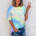 thumbnail image 2 of Pompotops T-shirt Imprimé pour Femme, Manches Courtes, Blouse à Col Rond, Hauts Décontractés, Liquidation, 2 of 5