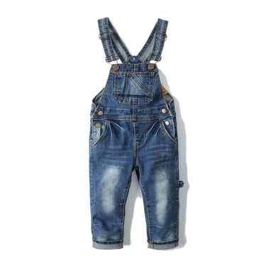 KIDSCOOL SPACE Salopette en Jean Déchirée Mignonne Coupe Ajustée pour Petite Fille Garçon, 2-3 Ans