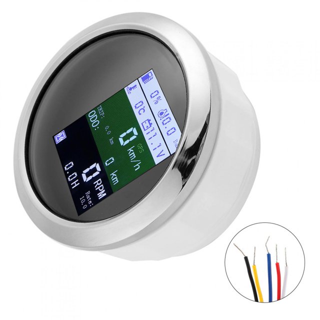 FLAMEEN 6‑In‑1 Multifunction Gauge 316 Stainless Steel Waterproof Anti‑Fog Meter For Cars Boats Yachts 85mm/3.3in,Waterproof Digital Meter,Digital Gauge With Alarm