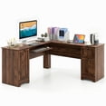 thumbnail image 1 of Giantex  L-Shaped Office Desk, Home Office Corner Computer Workstation w/Inner Adjustable Shelf, Space-Saving Study Writing Desk, Walnut, 1 of 6