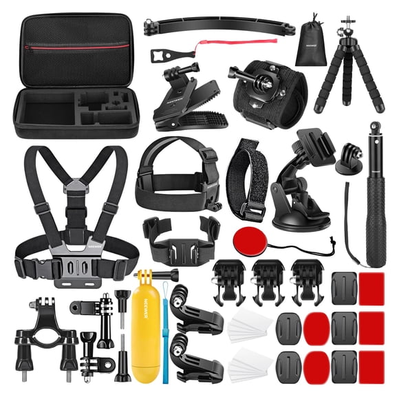 NEEWER Ensemble d'Accessoires pour Caméra 50 en 1 Action 5 Compatible avec GoPro Hero 13 12 11 DJI OSMO 4 3 2 Insta360 X4 X3 SJCAM AKASO VicTsing APEMAN Campark Son