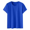 thumbnail image 3 of LNGOOR Économies d'Été! Hauts d'Été Grande Taille pour Femmes 2024 Mode Décontractée Col Rond Manches Courtes T-Shirts Coupe Ample Blouse Rouge S, 3 of 5