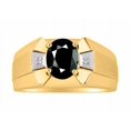 thumbnail image 1 of RYLOS Men's Rings 14K Yellow Gold Rings Classic Designer  9X7MM Oval Gemstone &  Sparkling Diamond Ring Onyx October Birthstone Ring Size 11, 1 of 7