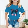 thumbnail image 2 of WEIYLL T-Shirts Filles Imprimé Mignon Col Rond Manches Courtes Été Décontracté Hauts Enfant pour 11-12 Ans, 2 of 5
