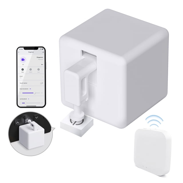Riwcyla Smart Button Pusher Fingerbot No Wiring Compatible with Home Hub Remote Control Wireless Smart Timer Voice Control Automatic Controller with
