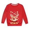 thumbnail image 4 of PMVFHDE Liquidation Chandails en Molleton Mignons pour Filles Automne et Hiver Imprimé de Noël Col Rond Manches Longues Décontracté Sans Capuche Pull Chandails en Molleton pour Filles, Rouge, 3-4 Ans, 4 of 4
