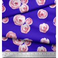 thumbnail image 2 of Soimoi Blue polyester Crepe Fabric Flower Watercolor Fabric Prints by Yard 42 Inch Wide, 2 of 3
