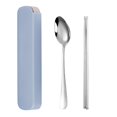 thumbnail image 2 of Portable Chopsticks Spoon Fork Set Stainless Steel Student Office Cutlery with Storage Box  Smile  Green  3Pcs, 2 of 9