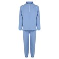 thumbnail image 2 of Kmbangi Solid Color Stand Collar Long Sleeve Tops+ Long Ankle Banded Pants, 2 of 9