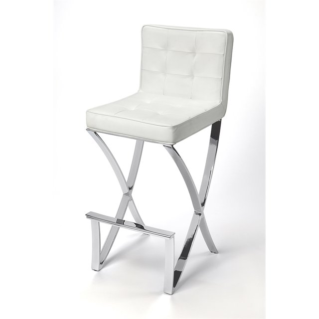 Beaumont Lane Tabouret de Bar en Similicuir Chromé Blanc