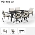 thumbnail image 3 of Crosley Furniture Kaplan 7 Piece Metal Outdoor Dining Set in Oatmeal, 3 of 20