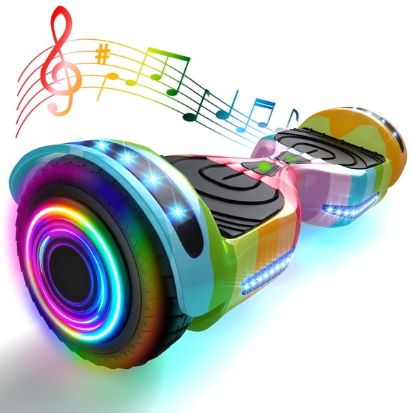 HOVERSTAR Hoverboard for Kids & Teens (Hoverstar 2.0 System), Chrome & Stylish Design, Built-in Bluetooth Speaker, LED Flashing Wheels, Self-Balancing Electric Scooter, UL 2272 Certified(RAINBOW)