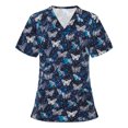 thumbnail image 1 of LSLJS Fashion Woman Short Sleeve V-Neck Printing Blouse Causal Pullover Pockets Tops, Womens Plus Scrubs, 1 of 2