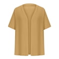 thumbnail image 4 of CFLVAEK Fall Cardigan Sweaters for Plus Size Women Casual Short Sleeve Open Front Shrugs Soft Solid Color Cropped Boleros Lightweight Cardigans Cover Ups Khaki XXXXXL, 4 of 7