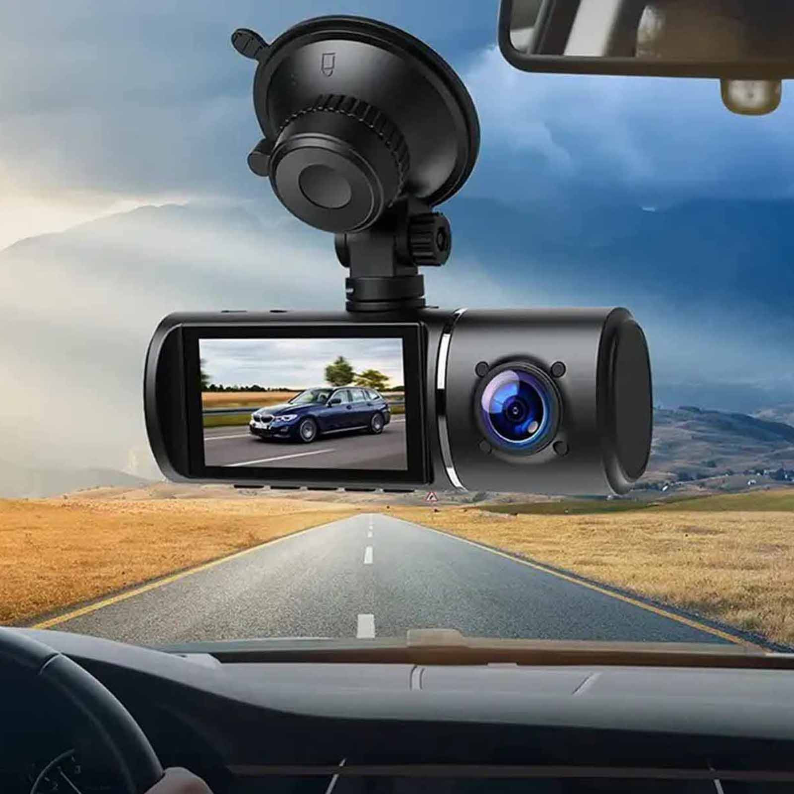 Danhjin Dash Cam 3 Channel Dash Cam Front And Rear Inside, 1080P Dash Camera for Cars, Dashcam Three Way Car Camera With Ir Night Vision,Loop Recording,Motion Detection