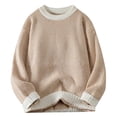 thumbnail image 2 of Pisexur Chandails Hommes Doux et Confortables Chandails d'Automne Chandail Décontracté pour Homme à Blocs de Couleur à Manches Longues à Col Rond Blanc,2TG, 2 of 4