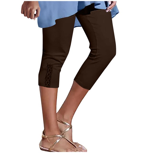 Birdeem Pantalons Raccourcis pour Femmes avec Dentelle Couleur Unie Sports Décontractés Pantalons Raccourcis