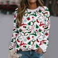 thumbnail image 1 of Mode Noël Femmes Imprimer Manches Longues Confortable Respirant O-Cou Chemise Tops, 1 of 6