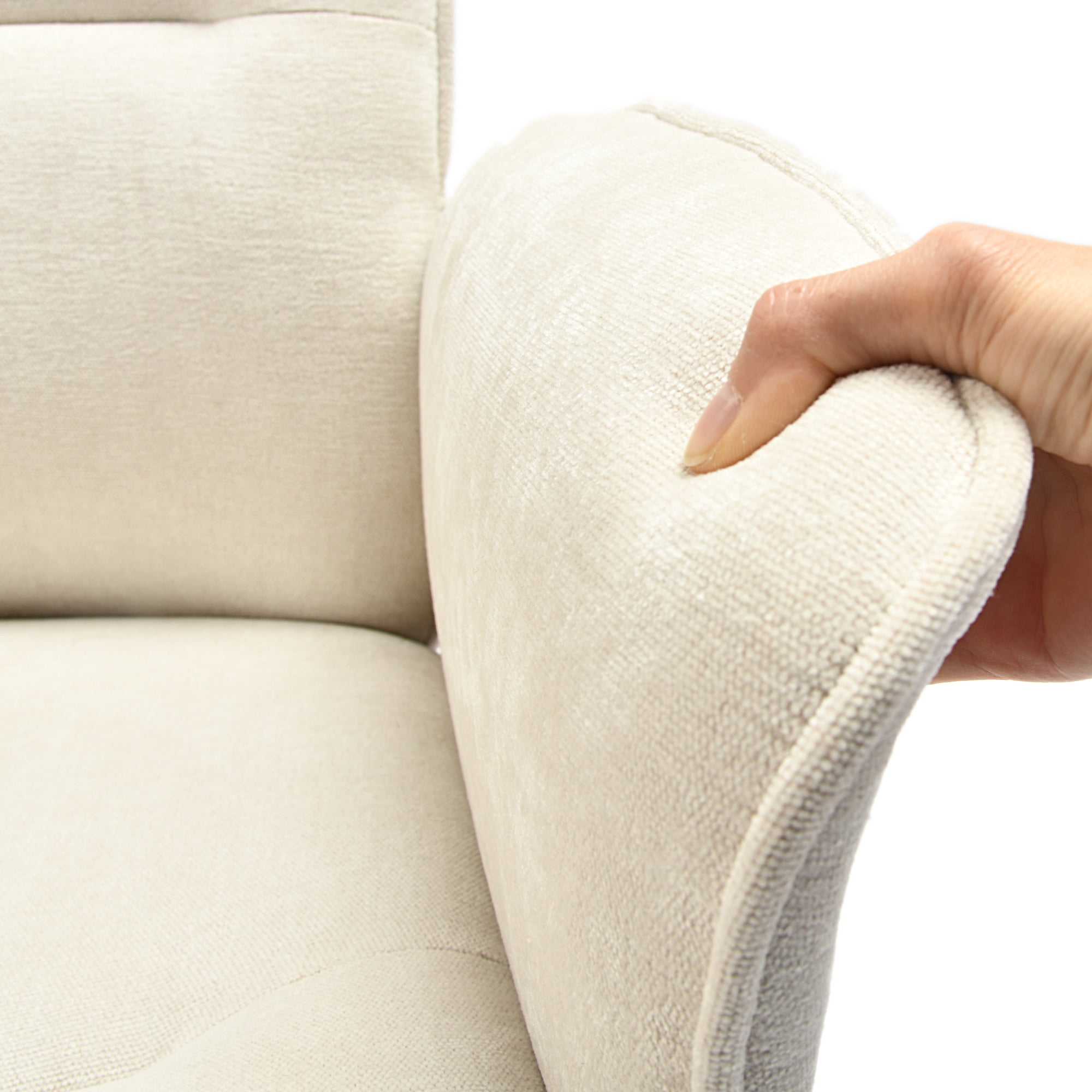 Homy Casa Cream Chenille Vanity Chair, Height-Adjustable 360° Swivel Makeup Desk Chair with Padded Arms