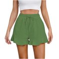 thumbnail image 1 of AherBiu Shorts for Women Trendy Elastic Waist Drawstring Ruffle Wide Leg Summer Casual Solid Color Loose Comfy Shorts, 1 of 5