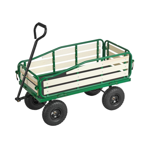 VEVOR Pull-Along Wagon for Kids, 39 in Toddler Wagons with Foldable Wooden Panel & Handle, Supports up to 551 lbs, 10" All-Terrain Tires, Utility Wagon Cart Birthday Present for Kids Gardening Beach