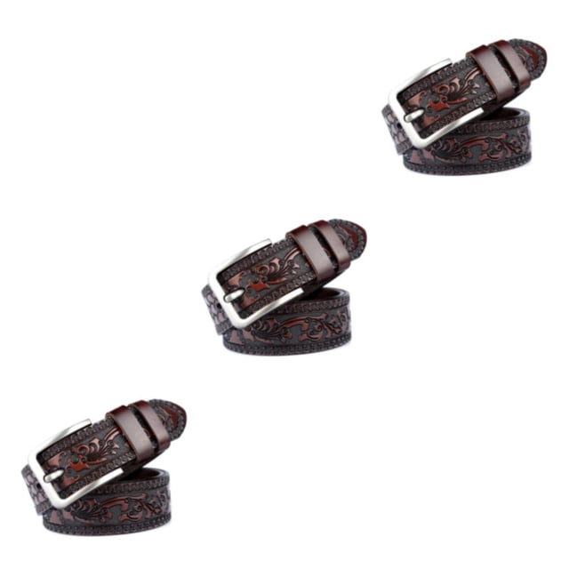 relayinert Classy And Durable PU Belt For Men Wear-resistant And Fine Workmanship Coffee Coffee 115cm 3Set