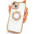 thumbnail image 1 of Supershield iPhone 15 Pro Max Case, Camera Protection with Glitter Sparkle Diamond Bling Rhinestone Shiny Cute Cover with Logo View Case Compatible with iPhone 15 Pro Max - Gold, 1 of 5