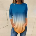 thumbnail image 1 of Pxiakgy Vente Chaude!! T-Shirts à Manches Longues Col Rond pour Femmes Printemps Automne Tie Dye Hauts Amples Tunique Décontractée Blouse Col Printemps Tunique Imprimée Décontractée T-Shirts Trois Quarts Hauts pour Femmes Bleu 3TG, 1 of 5