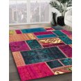 thumbnail image 2 of Ahgly Company Tapis d'Intérieur Rectangulaires Abstraits Bordeaux Vif Rouge Patchwork, 2 Pieds x 5 Pieds, 2 of 6