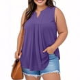 thumbnail image 2 of Posijego Débardeurs Grande Taille pour Femmes Blouse Habillée Col en V Sans Manches Plissée Décontractée pour le Travail, 2 of 7
