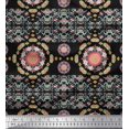 thumbnail image 1 of Soimoi Japan Crepe Satin Fabric Floral Mandala Decor Fabric Printed Yard 42 Inch Wide, 1 of 3