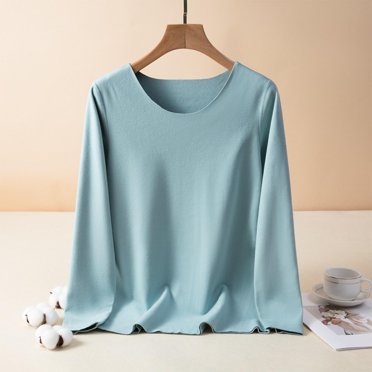 Ailaofu Women Long Sleeve Tops Cotton Loose Fit Tunic Shirts Crewneck Basic Tops T Shirts