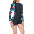 thumbnail image 4 of cllios Womens Boyshort One Piece Rashguard Padded Swimsuit UPF 50 Back Zipper Surf Wetsuit Long Sleeve Bathing Suits Rash Guard Swimwear Red S, 4 of 9