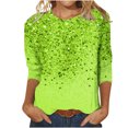 thumbnail image 1 of Staron Liquidation Hauts pour Femmes Manches 3/4 Ample Décontracté T-Shirts à Imprimé Scintillant Pailleté Col Rond Blouses Tendance Été T-Shirts Basiques T-Shirts, 1 of 5