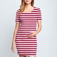 thumbnail image 1 of Ovzne Robes pour Femmes Robe Femme Jupe de Maternité Plissée Imprimée à la Mode pour Femme à Manches Courtes Col Rond Robe Mi-Mollet Robe de Vacances à Manches Courtes Imprimée Liquidation, 1 of 6