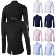 thumbnail image 4 of Chemise Homme Coupe Ajustée Manches Longues Boutonnée Hauts Tenue Formelle Affaires Travail Tissu de Luxe, 4 of 5