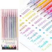 CQCYD Glitter Gel Pen, Colorful Fluorescent Gel Ink Pen, 8 Pack Color Changing Sparkle Pens, Smooth Writing Teen Study Supplies, Art Craft Coloring Book Pens forKidsAdults