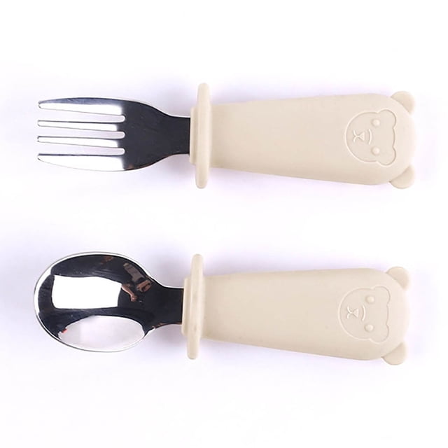 BKER Stainless Steel Fork Spoon Set With Silicone Handle Durable Tableware For Kitchen Dining Camping Travel Picnic BBQ Party