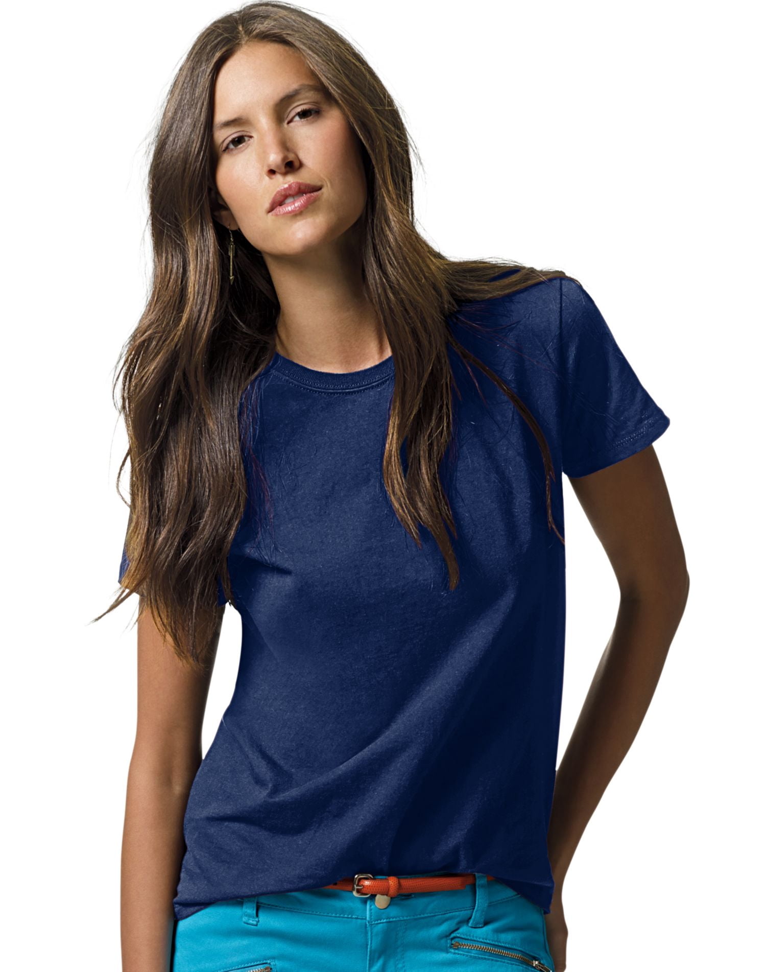 Hanes ComfortSoft T-Shirt à Col Ras du Cou en Jersey Coupe Décontractée pour Femmes, P, Marine