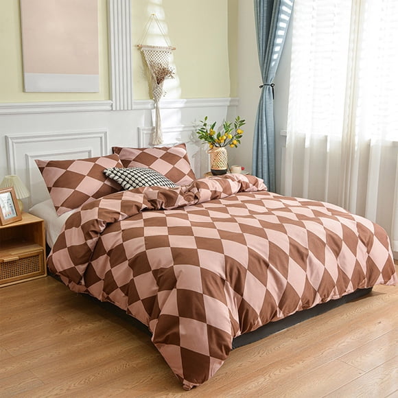 PALIFEUR Pillow Covers Summer Twin Comforter Friendly Sanded Three Piece Set Soft Bedding for All Seasons Fresh Pattern Pillow Protector