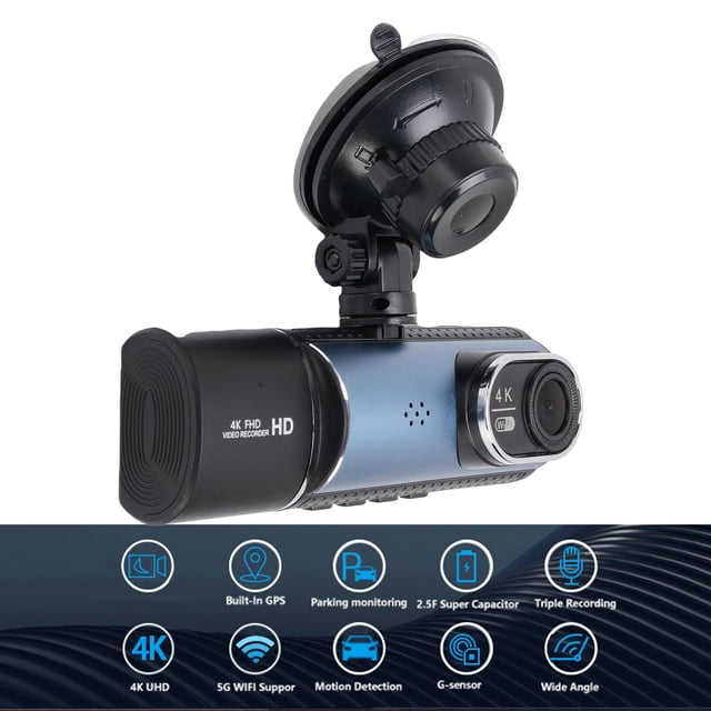 Dash Cam, WiFi 3 Lens Front and Rear Dash Cam with APP for Car