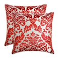 thumbnail image 4 of The HomeCentric Housse de Coussin Décorative, Housses de Coussin Rouge Cayenne, Housse de Coussins Damassé Rouge, Lot de 2 Housses de Coussin, 18x18 Pouces (45x45 cm), Taie d'Oreiller Carrée en Velours Burnout, Floral - Damassé Rouge Cayenne, 4 of 4
