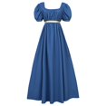 thumbnail image 1 of Robes Regency pour Femmes avec Ceinture en Satin, Manches Bouffantes à Volants, Taille Empire, Robe de Soirée Cosplay L, 1 of 3