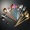 thumbnail image 4 of Xiao Hua stainless steel cutlery set of 24 pieces (6 people), complete set of forks, knives, spoons, teaspoons, kitchen utensils set, suitable for dinners and holiday gatherings, silver, 4 of 5