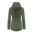 thumbnail image 3 of Innerwin Coat Hooded Ladies Outwear Drawstring Long Sleeve Buttons Jacket Army Green 3XL, 3 of 6
